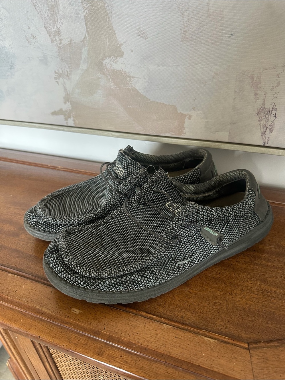 Hey Dude Wally Sox Black & Gray Slip-On Shoes Size 10